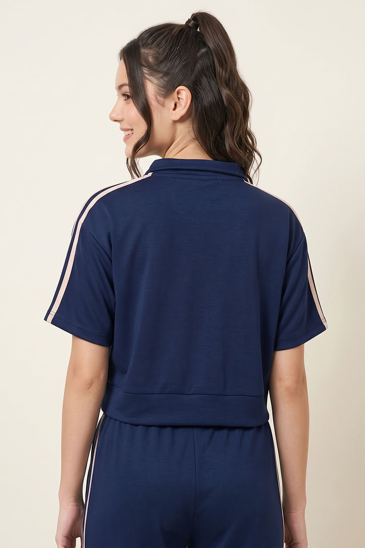 Zivame Knit Poly Athleisure Sweatshirt - Navy Peony — image 4
